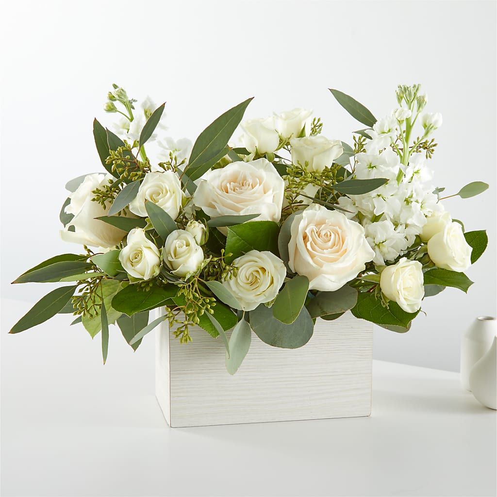 Fresh Linen Box Bouquet – Blooming Flowers, Mobile AL