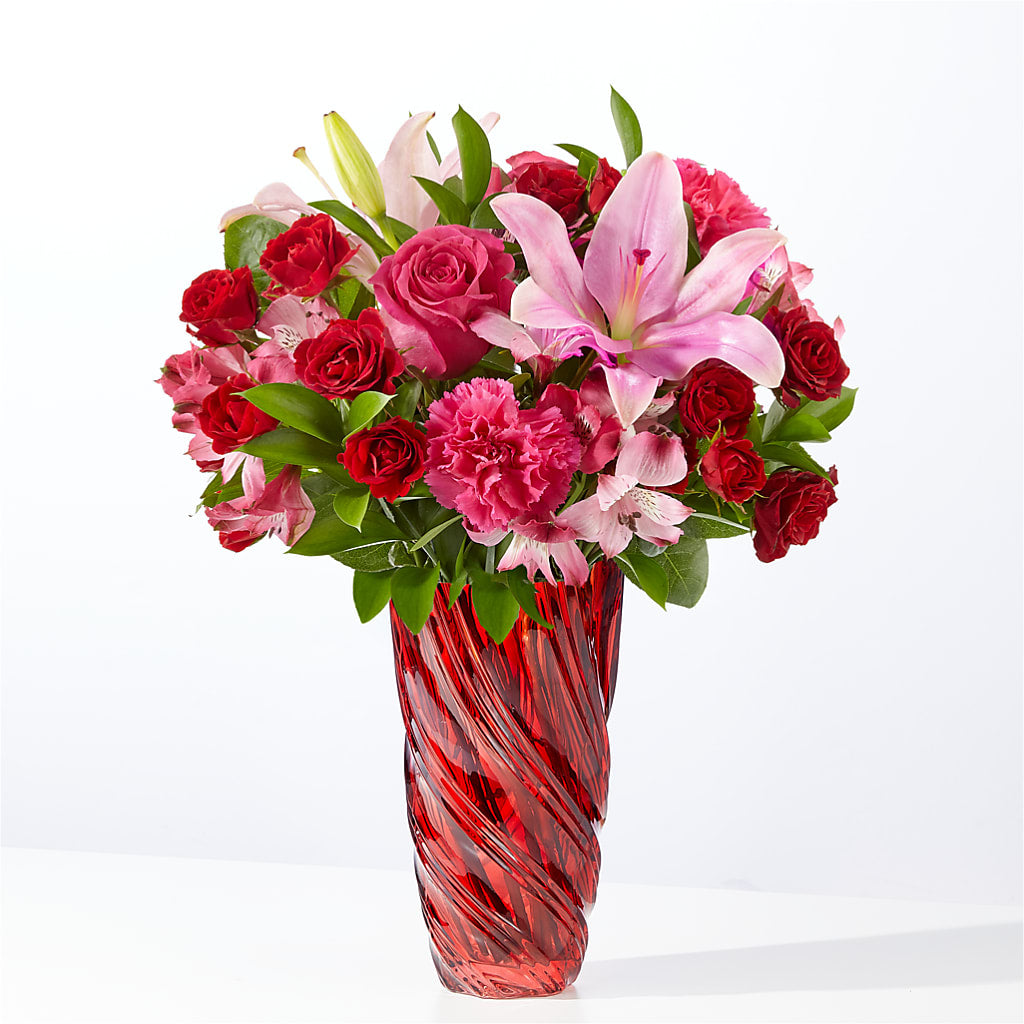 In Love Bouquet with Luxe Swirl Vase – Blooming Flowers, Mobile AL