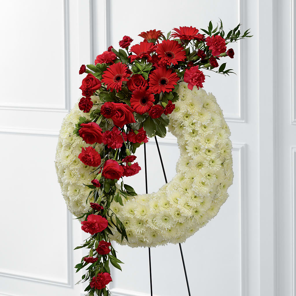 Graceful Tribute Wreath – Blooming Flowers, Mobile AL