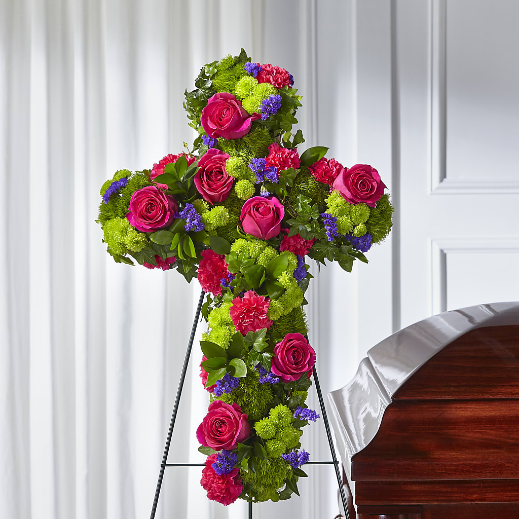 Tribute Rose Floral Cross – Blooming Flowers, Mobile AL
