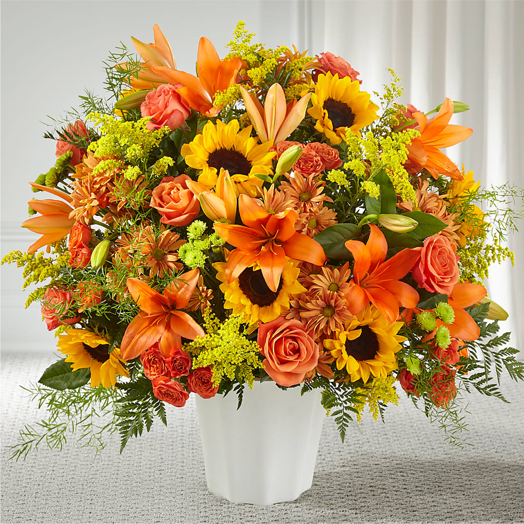 Harvest Thoughts Floor Basket – Blooming Flowers, Mobile AL