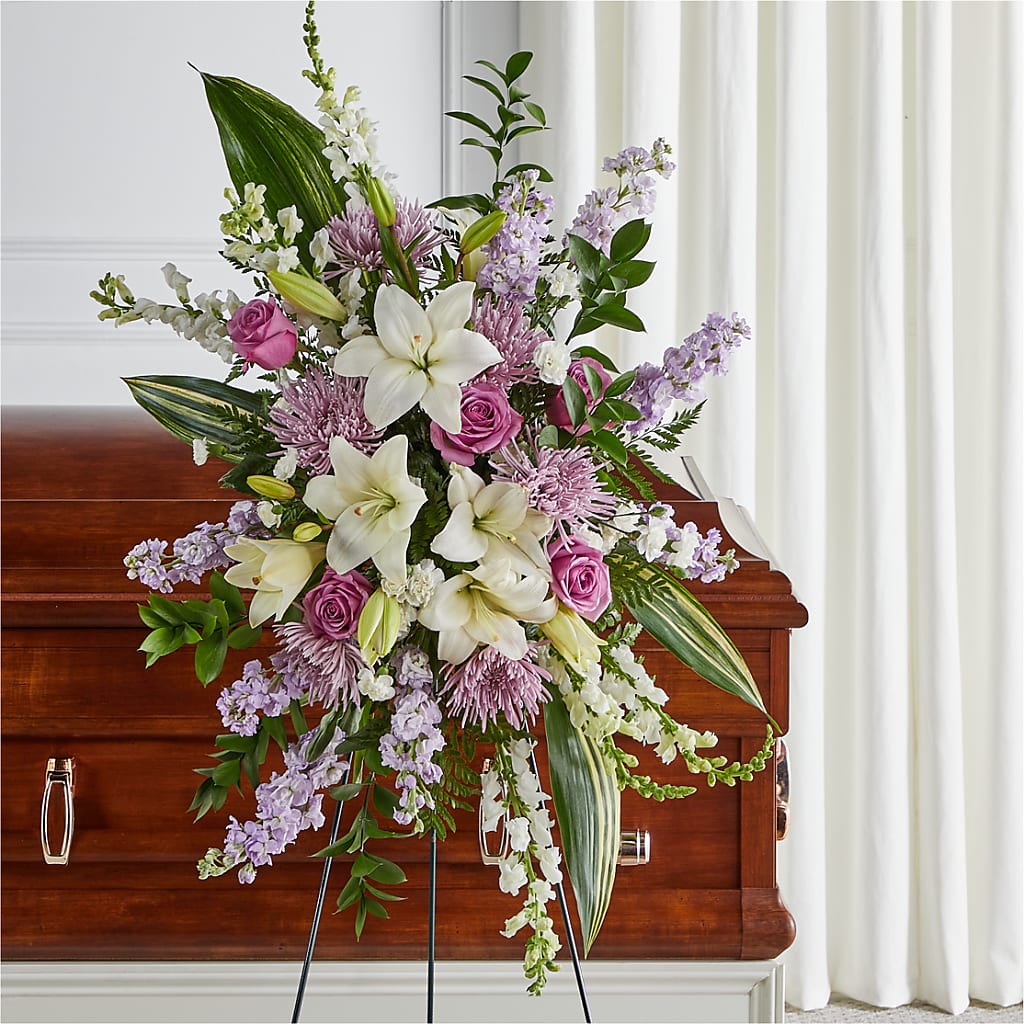 Grateful Hearts Standing Spray – Blooming Flowers, Mobile AL