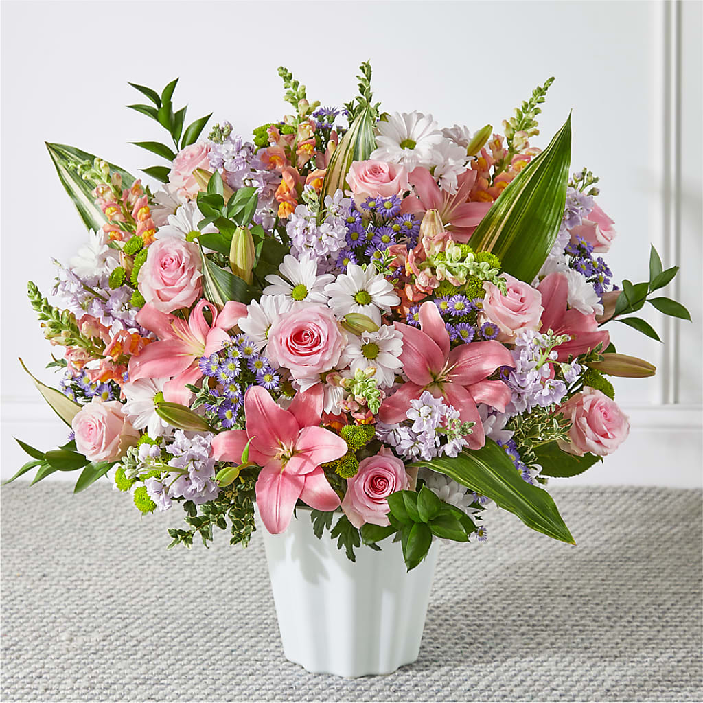 Abundant Compassion Floor Basket – Blooming Flowers, Mobile AL
