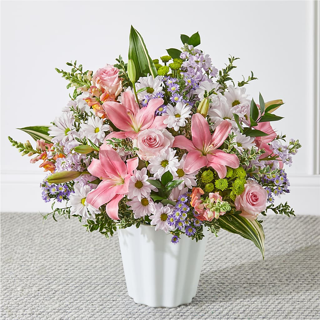 Abundant Compassion Floor Basket – Blooming Flowers, Mobile AL