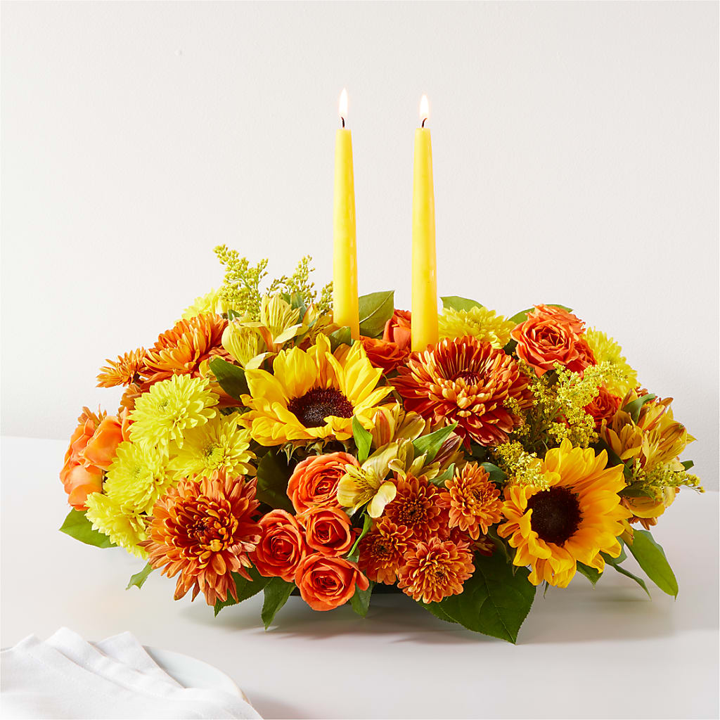 Autumn Harmony Centerpiece – Blooming Flowers, Mobile AL
