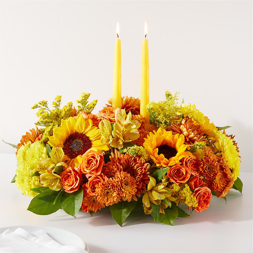 Autumn Harmony Centerpiece – Blooming Flowers, Mobile AL
