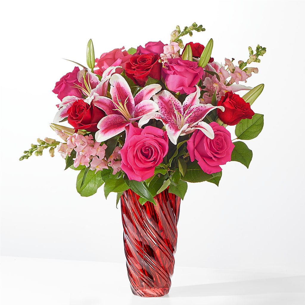 Always You Bouquet with Luxe Swirl Vase – Blooming Flowers, Mobile AL