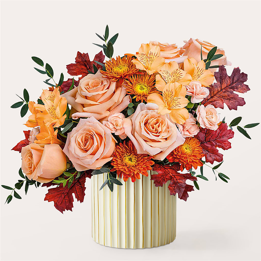 Spiced Latte Bouquet with Ivory Vase – Blooming Flowers, Mobile AL