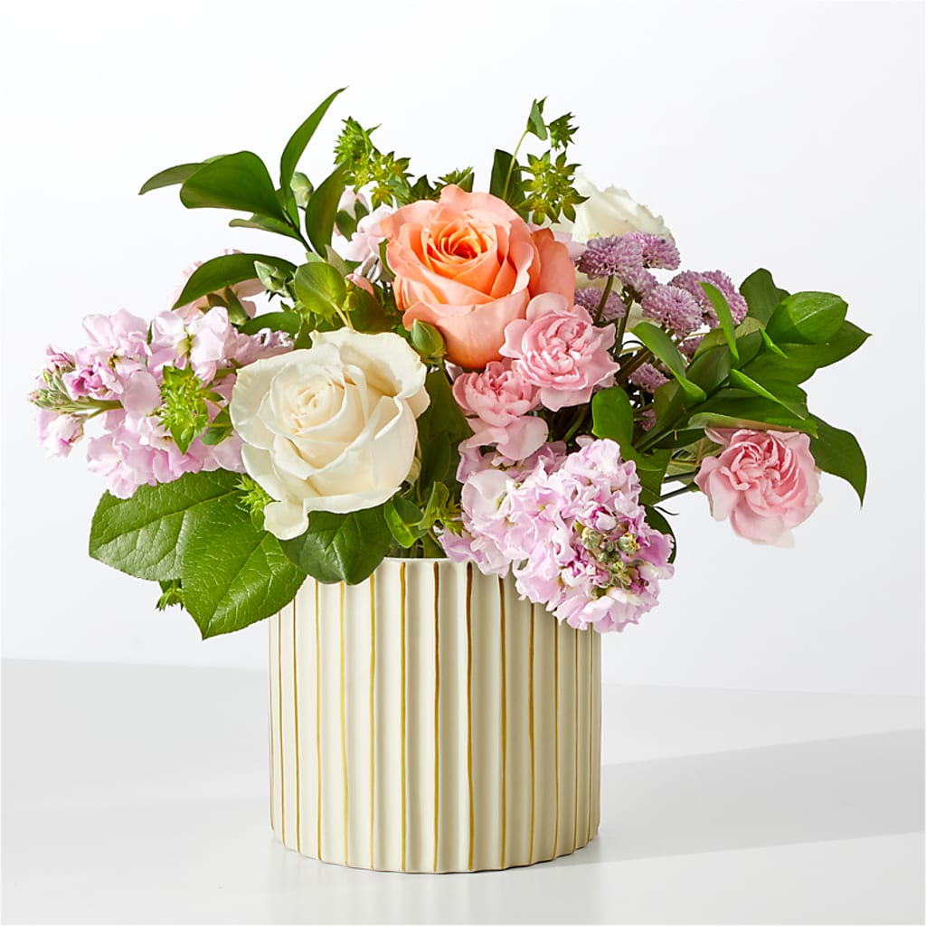 French Market Bouquet with Ivory Vase – Blooming Flowers, Mobile AL