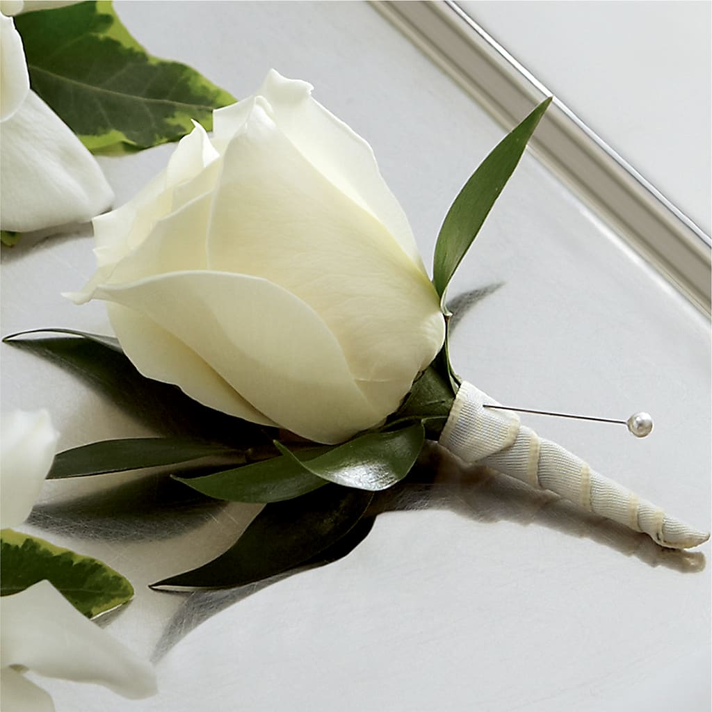 White Rose Boutonniere – Blooming Flowers, Mobile AL