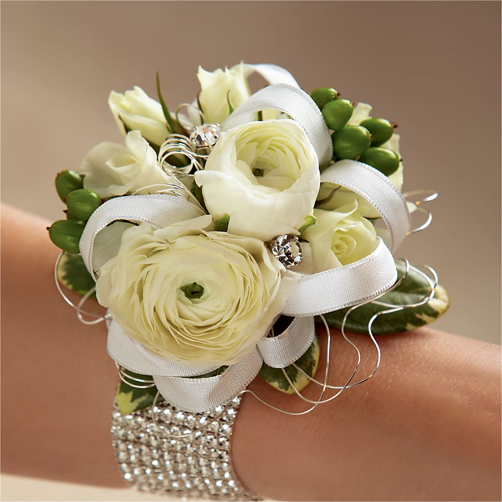 White Wedding Corsage – Blooming Flowers, Mobile AL