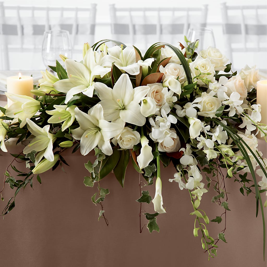 White Linen Arrangement – Blooming Flowers, Mobile AL
