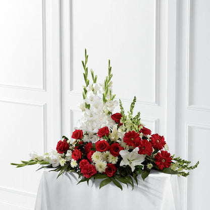 Crimson & White Arrangement –  Blooming Flowers, Mobile AL