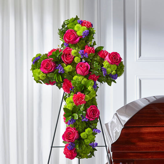 Tribute Rose Floral Cross –  Blooming Flowers, Mobile AL