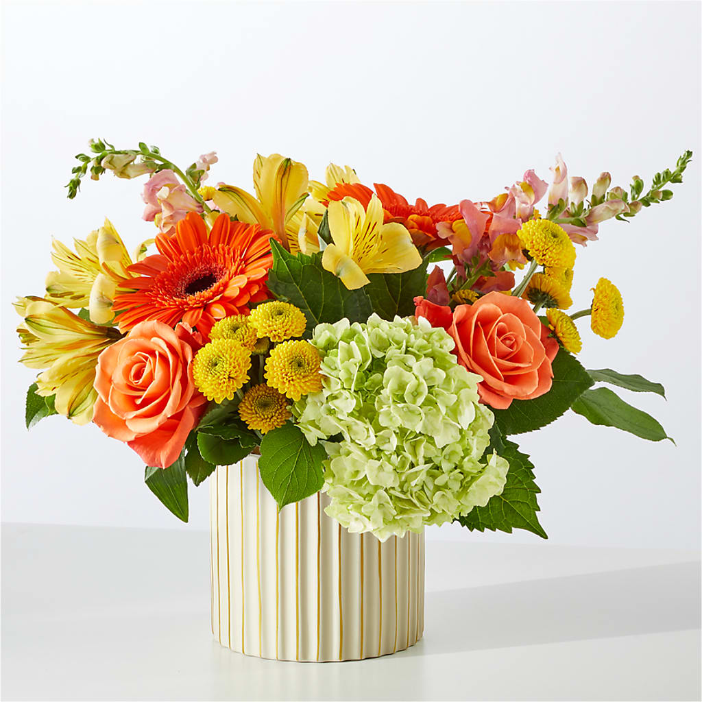 Autumn Sunshine Bouquet with Ivory Vase –  Blooming Flowers, Mobile AL