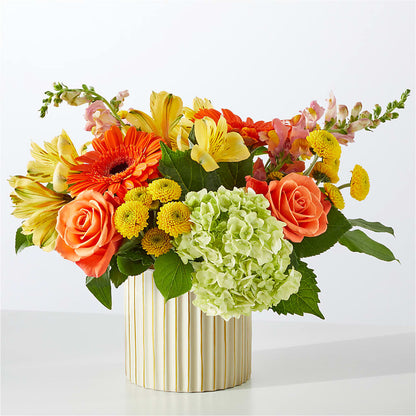 Autumn Sunshine Bouquet with Ivory Vase –  Blooming Flowers, Mobile AL