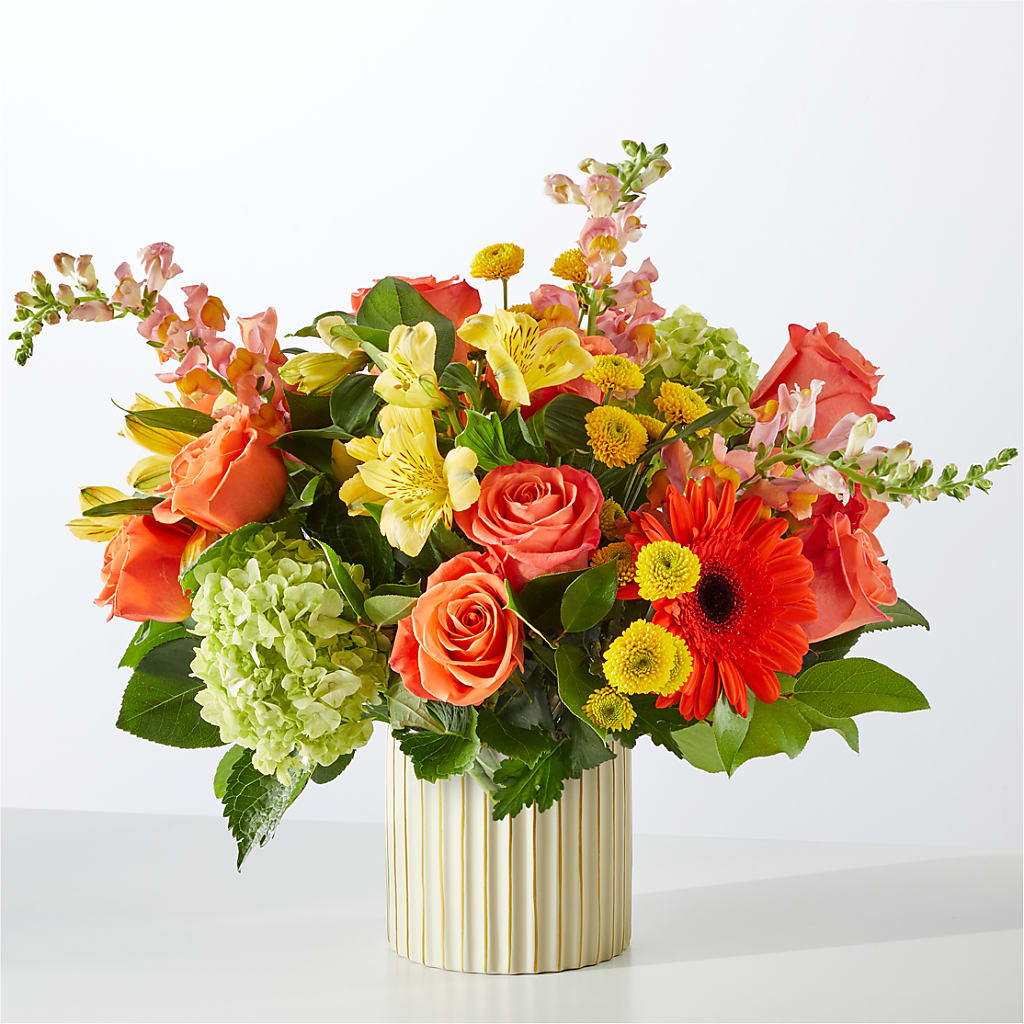 Autumn Sunshine Bouquet with Ivory Vase –  Blooming Flowers, Mobile AL