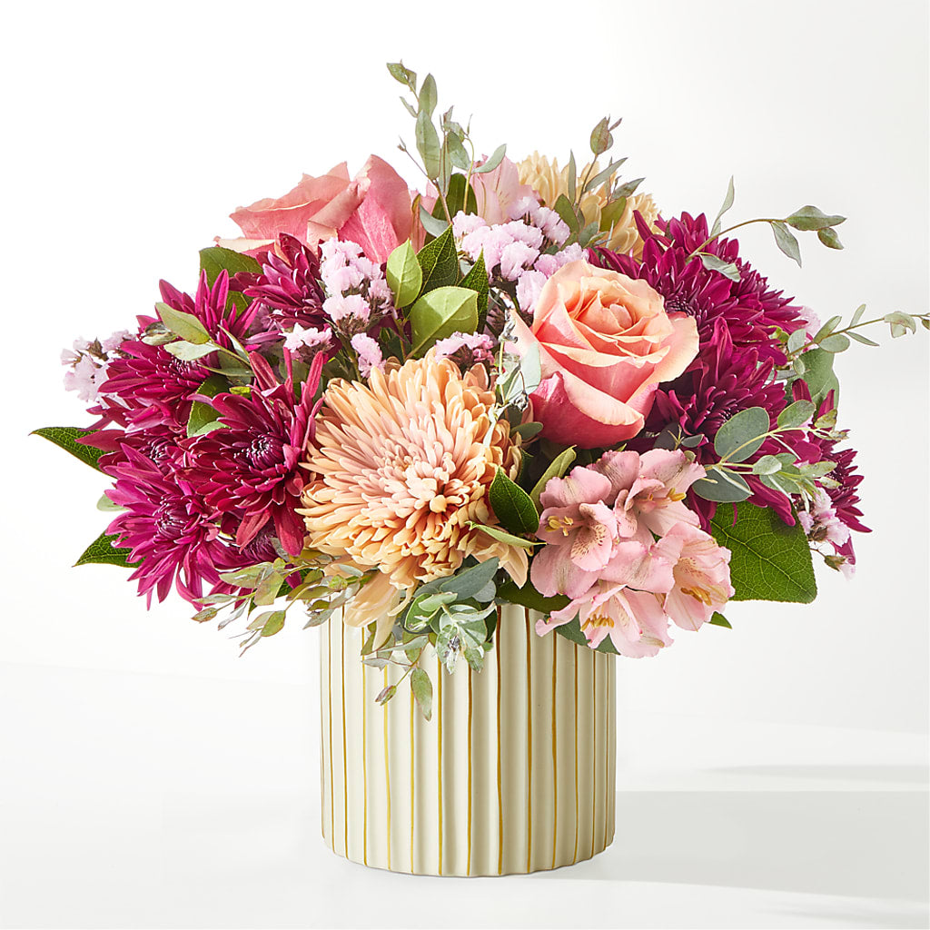 Berry Cobbler Bouquet with Ivory Vase –  Blooming Flowers, Mobile AL