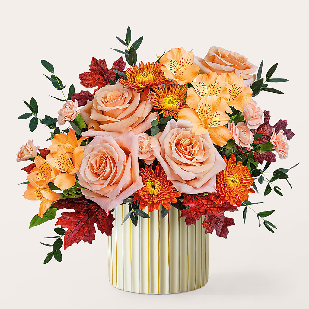 Spiced Latte Bouquet with Ivory Vase –  Blooming Flowers, Mobile AL