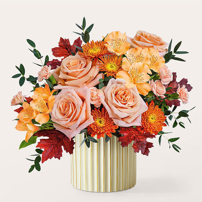 Spiced Latte Bouquet with Ivory Vase –  Blooming Flowers, Mobile AL