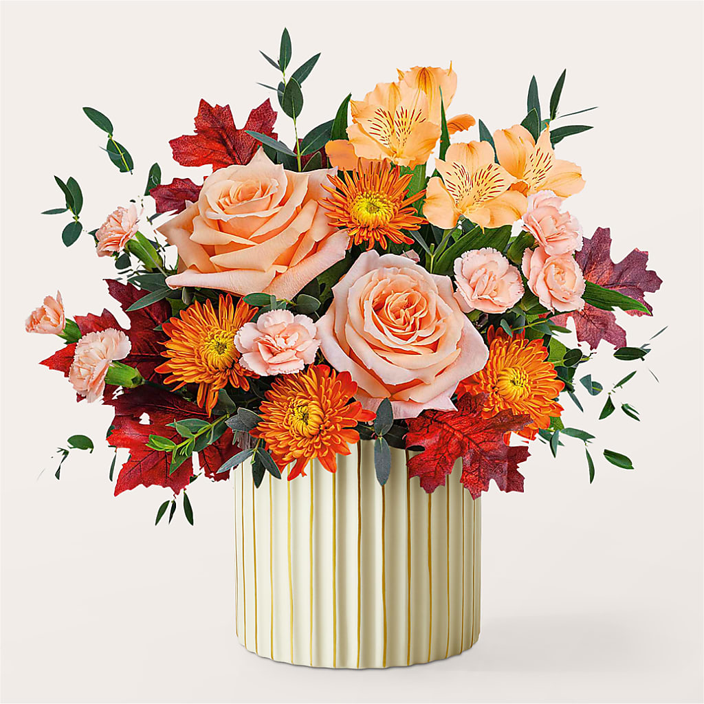 Spiced Latte Bouquet with Ivory Vase –  Blooming Flowers, Mobile AL