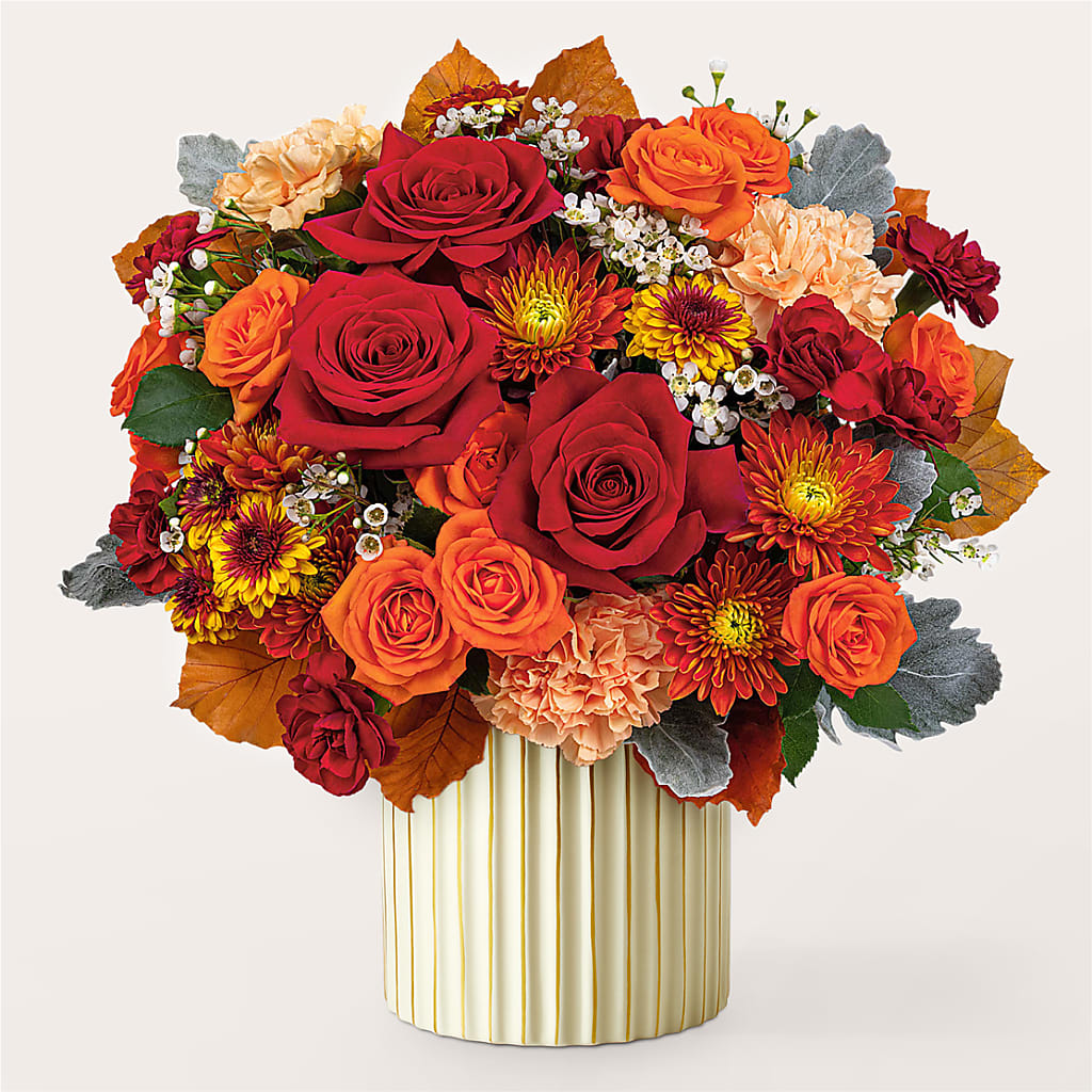 Merlot Bouquet with Ivory Vase –  Blooming Flowers, Mobile AL