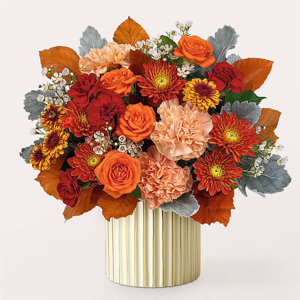 Merlot Bouquet with Ivory Vase –  Blooming Flowers, Mobile AL