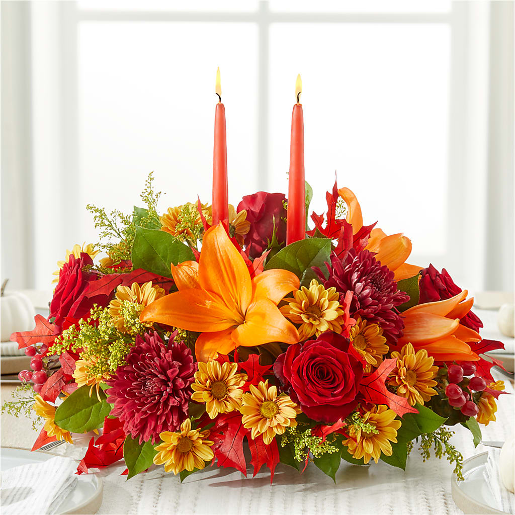 Autumn's Embrace Centerpiece –  Blooming Flowers, Mobile AL