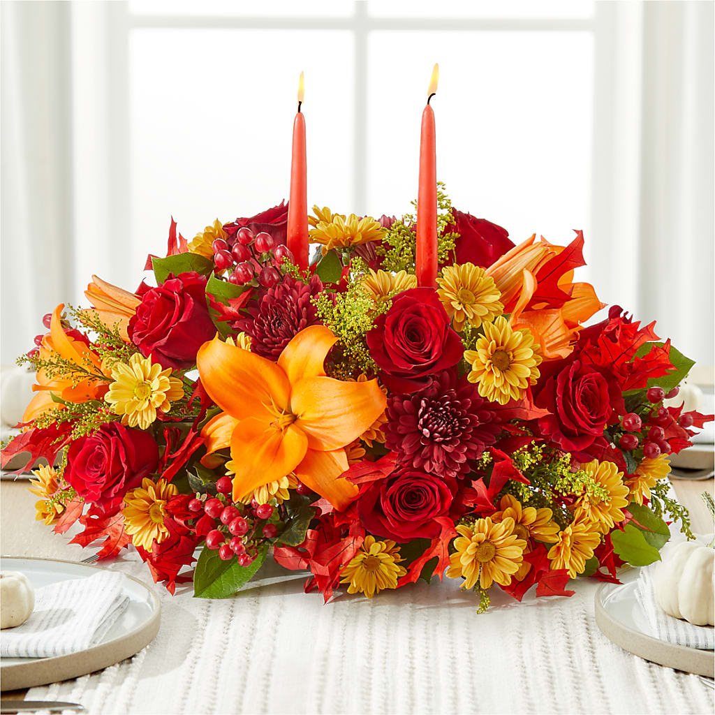 Autumn's Embrace Centerpiece –  Blooming Flowers, Mobile AL