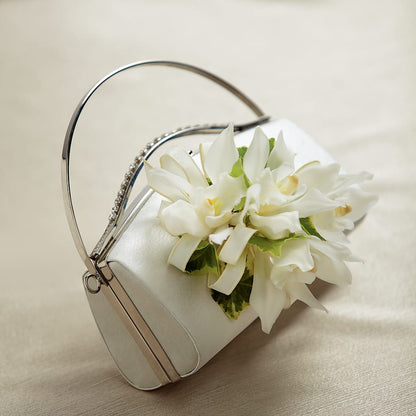White Purse Decor –  Blooming Flowers, Mobile AL