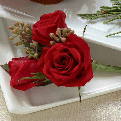 Red Spray Rose Boutonniere –  Blooming Flowers, Mobile AL