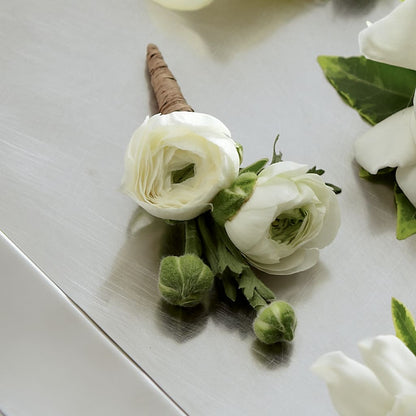 White Ranunculus Boutonniere –  Blooming Flowers, Mobile AL