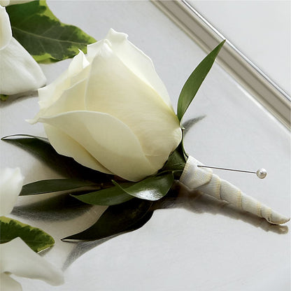 White Rose Boutonniere –  Blooming Flowers, Mobile AL